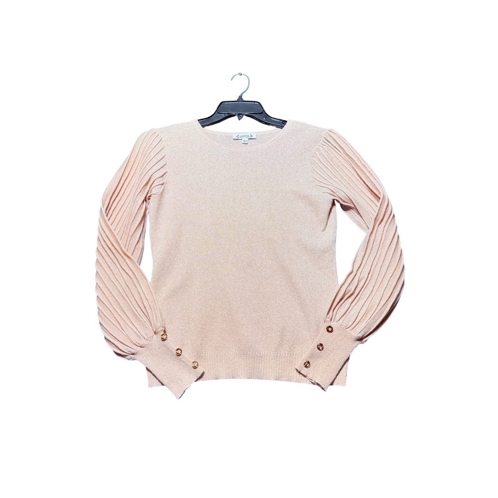 Nanette Nanette Lepore Sweater Women Medium Peach Excellent Lurex Pleated Sleeve